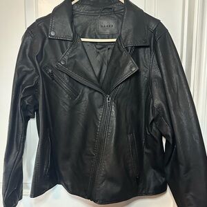 Blank NYC Sleek Black Faux Leather Moto Jacket - 1X